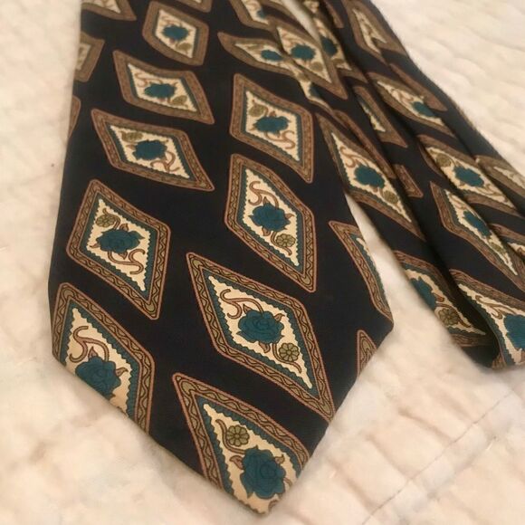 Vintage Oscar de la Renta Tie w/ Rose Design EUC - Picture 1 of 3